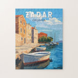 Puzzle Zadar Croatie Travel Art Vintage<br><div class="desc">Zadar design de déplacement vectoriel rétro. Zadar,  ville située sur la côte dalmate de Croatie,  est connue pour les ruines romaines et vénitiennes de sa vieille ville péninsulaire.</div>