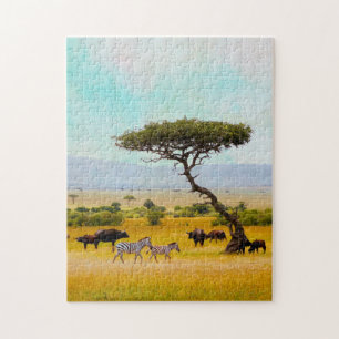 Puzzle Zebra African Savanna Animaux Voyage à l'extérieur