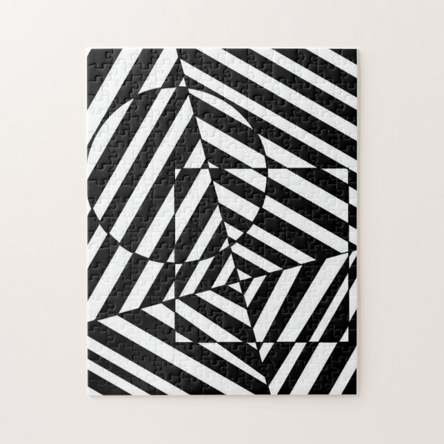 Puzzle Zebra Black and White Square and Circle Pattern (Vertical)