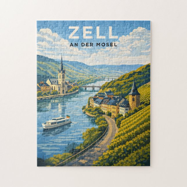 Puzzle Zell Germany Vintage Travel Art (Vertical)
