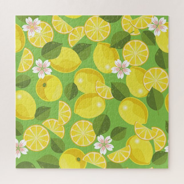 Puzzle Zesty Lemon : Citrus Motif Delight (Vertical)