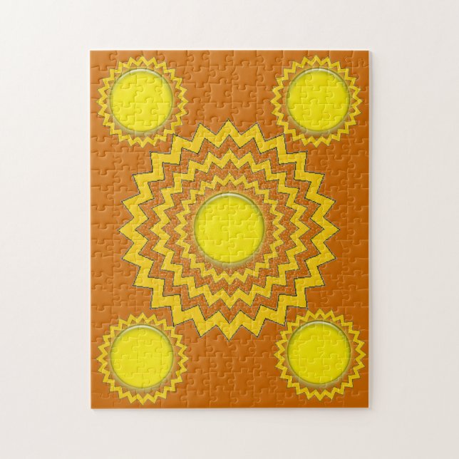 Puzzle - zig cercles de zag avec globes jaunes (Vertical)