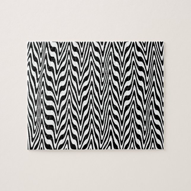 Puzzle Zigzag Abstrait noir et blanc (Horizontal)
