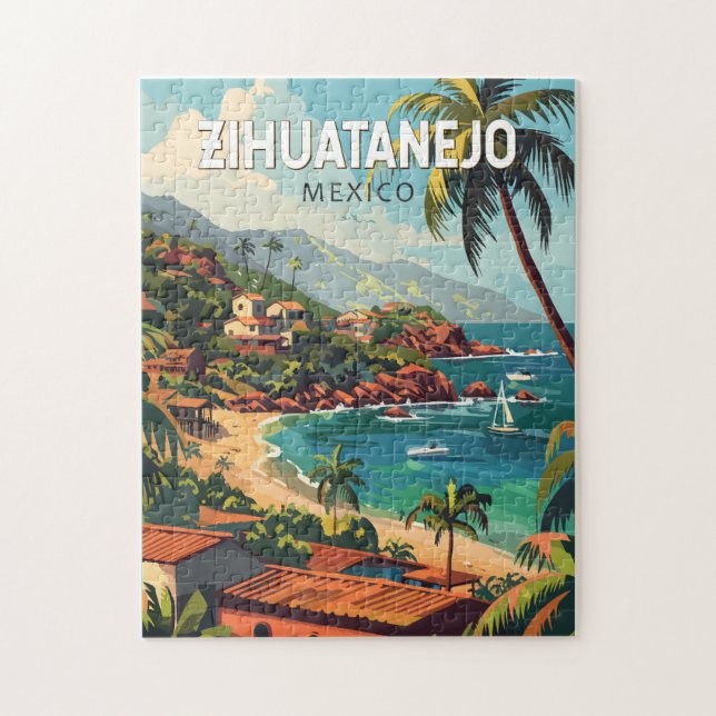 Puzzle Zihuatanejo Mexique Travel Art Vintage (Vertical)