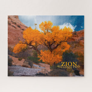 Puzzle Zion National Park Utah Golden Autumn Tree