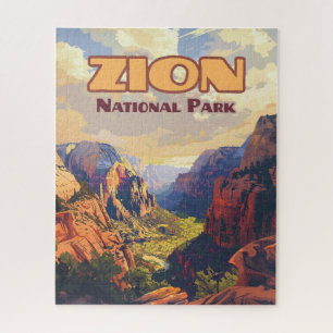 Puzzle Zion National Park Utah Moab Canyon Retro
