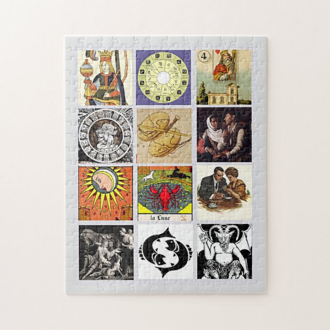 Puzzle Zodiac Fortune Teller Tarot Card Art Collage  (Vertical)