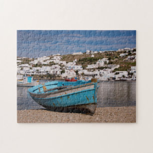 Puzzle Zone portuaire avec des bateaux de pêche grecs