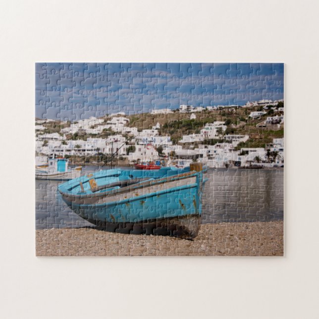 Puzzle Zone portuaire avec des bateaux de pêche grecs (Horizontal)