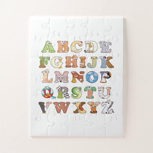 Puzzle Zoo - Lettres alphabétiques sur les animaux - Appr (Vertical)