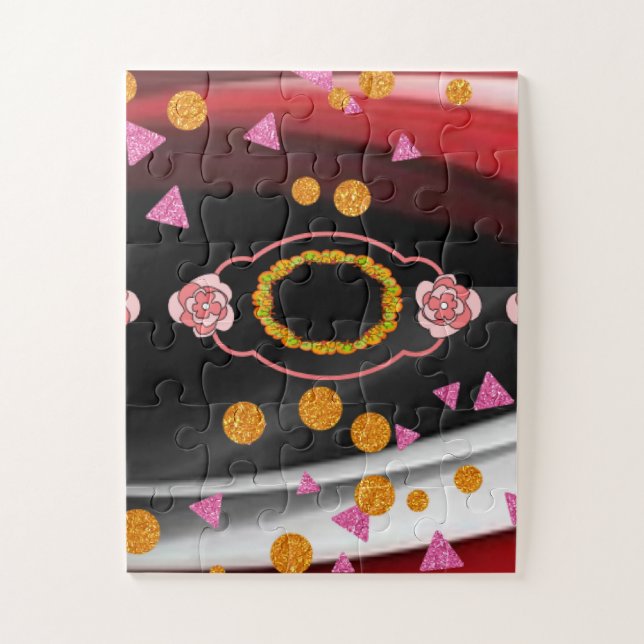 Puzzles Abstrait Rouge Noir Blanc (Vertical)