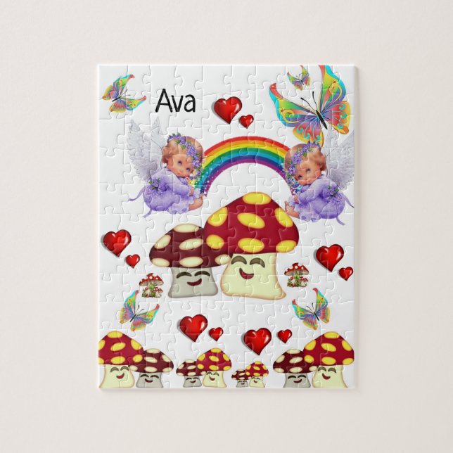 Puzzles Ange Blanc Champignons Papillon (Vertical)