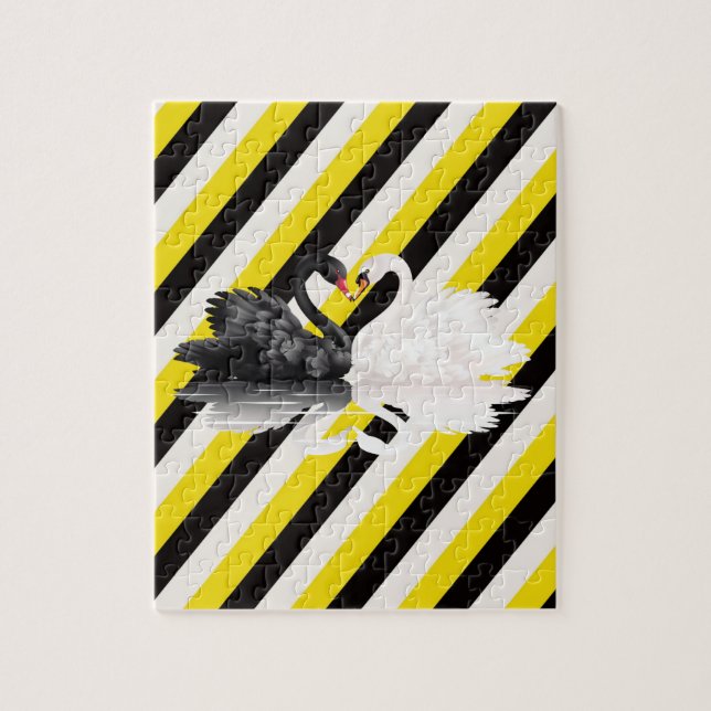 Puzzles Black Jaune White Stripe Swans (Vertical)