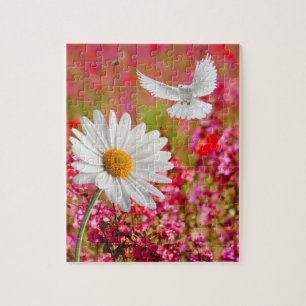 Puzzles Blanc Daisy Dove Rose Floral