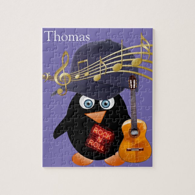 Puzzles blanc et noir Penguin Guitare Rock n Roll (Vertical)