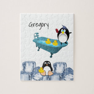 Puzzles Blanc et Noir Penguin Jaune Canards Bain