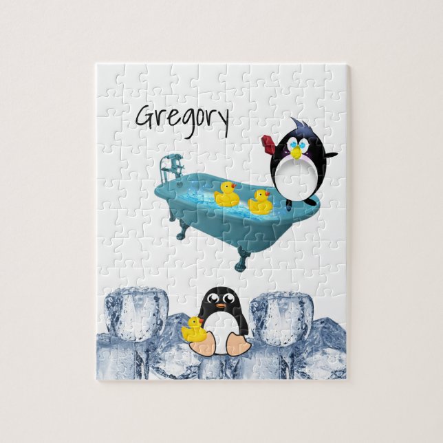 Puzzles Blanc et Noir Penguin Jaune Canards Bain (Vertical)