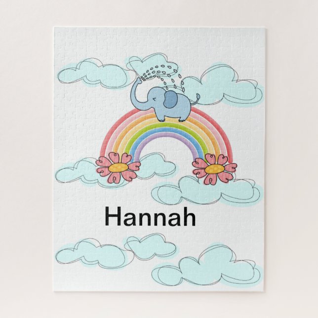 Puzzles Blue Elephant Nuages Floral (Vertical)