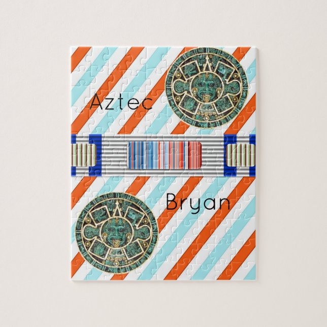 Puzzles Blue Orange Stripe Aztec (Vertical)