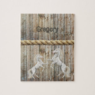 Puzzles Bois Chevaux blancs