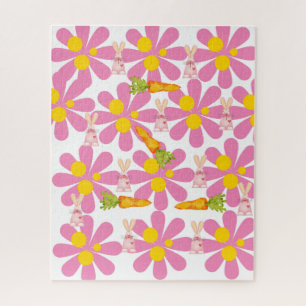 Puzzles Carottes de printemps lapin lapin Floral