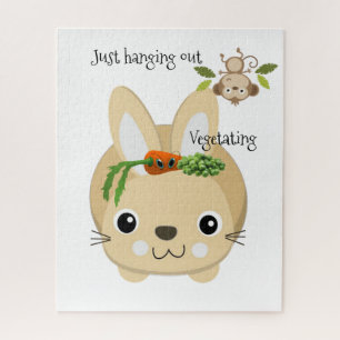 Puzzles Carottes et pois de lapin de singe blanc