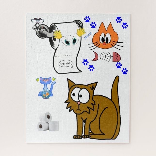 Puzzles Chats Chatons Os de poisson Papier toilett (Vertical)