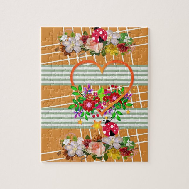 Puzzles Coeurs Floraux Ladybug (Vertical)