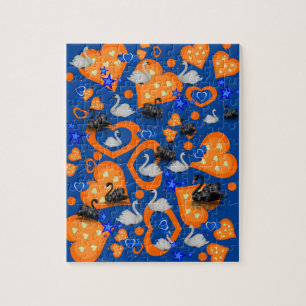 Puzzles Coeurs Orange Swans Blue Stars