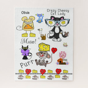 Puzzles Coeurs Souris Cheesy Crazy Cat Lady