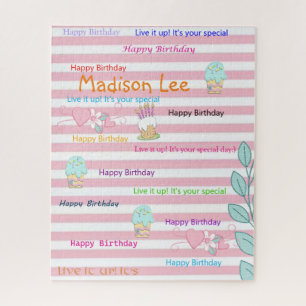 Puzzles colorés Joyeux anniversaire célébré rose