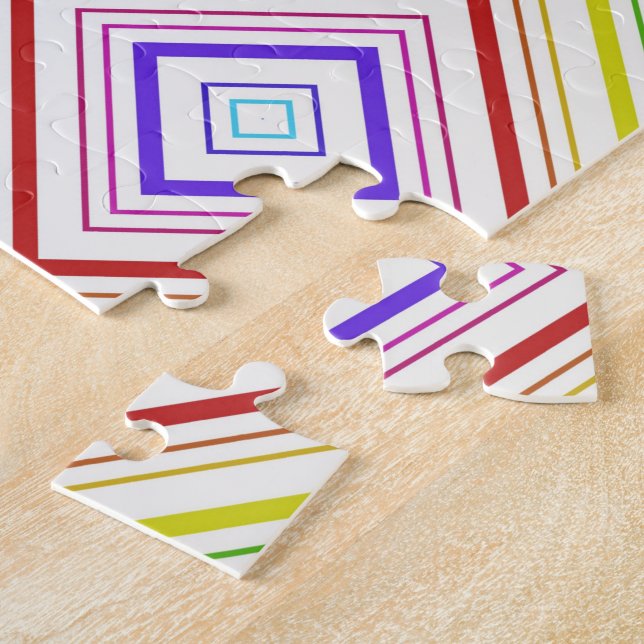 Puzzles Couleurs Assorties Jaune & Blanc Bande (Côté)