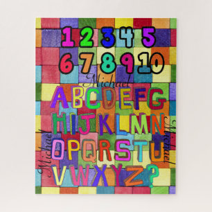 Puzzles Couleurs Carré Numéros Alphabet