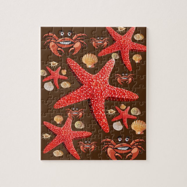 Puzzles Crabe Starfish Beach Shops Brown (Vertical)