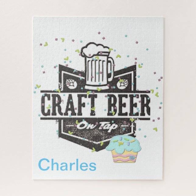 Puzzles Craft Beer Happy Birthday Cupcake  (Vertical)