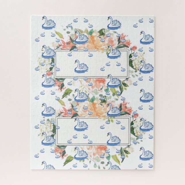 Puzzles cygne blanc floral (Vertical)