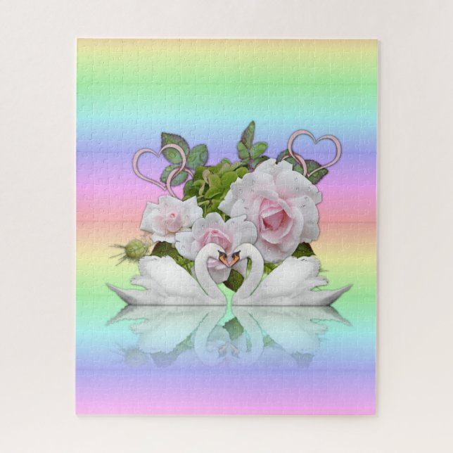Puzzles Cygnes blancs Couleurs pastel (Vertical)