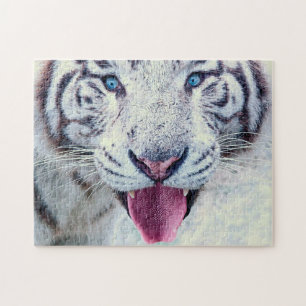 Puzzles de scie sauvage, gros tigre blanc