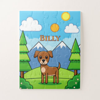 PUZZLES : ENFANTS Mignon chien et montagnes pour e
