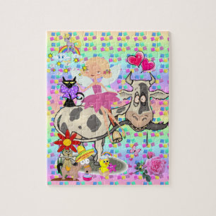 Puzzles Fairy Rainbow Unicorn Chien Vache Fun