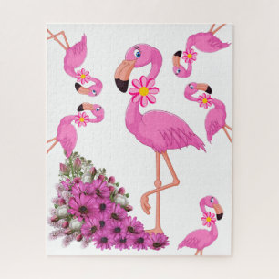 Puzzles Flamant rose rose floral