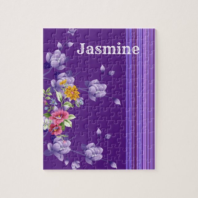 Puzzles Fleur violet rayé (Vertical)