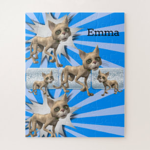 Puzzles Floral 3d Chats Blue Grey