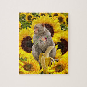 Puzzles floraux de singes de tournesol