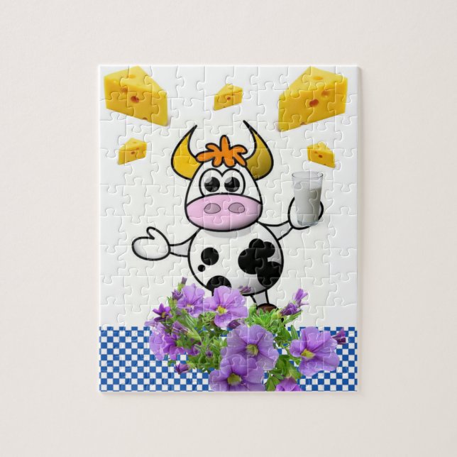 Puzzles Fromage de lait de vache blanc et bleu pla (Vertical)