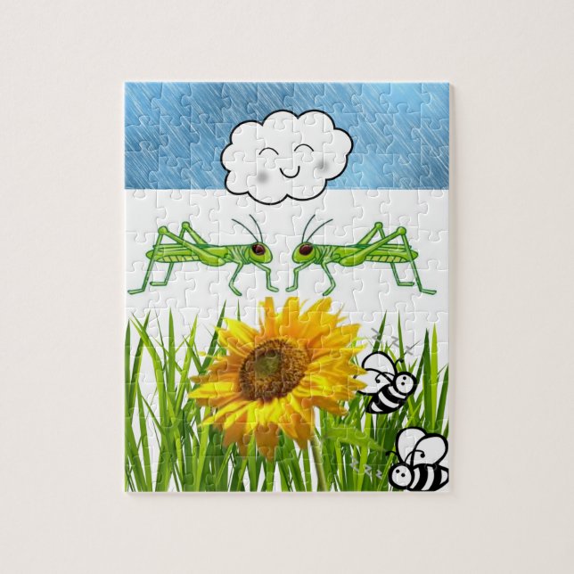 Puzzles Grasshopper Tournesol Abee nuages d'herbe (Vertical)
