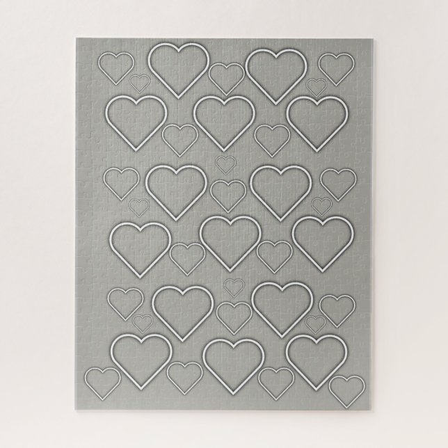 Puzzles Grey White Hearts (Vertical)