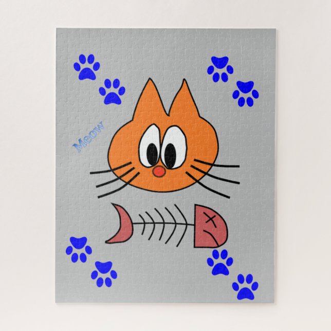 Puzzles Gris Chat Poisson (Vertical)