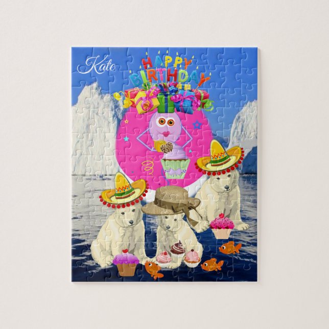 Puzzles Joyeux Anniversaire Gâteau Poire Polaire (Vertical)