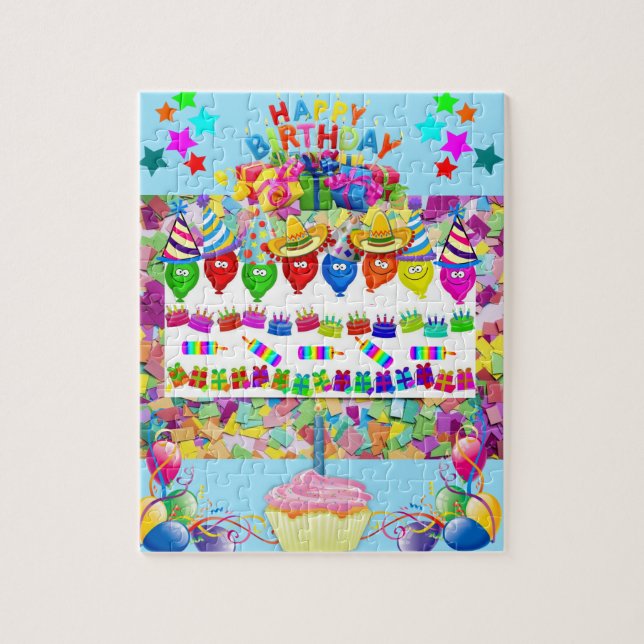 Puzzles Joyeux Balloons Anniversaire Cupcake (Vertical)